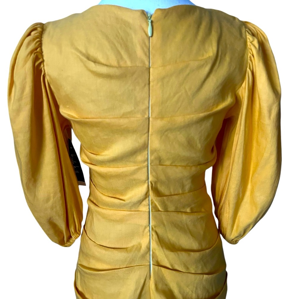 Nicole Miller Yellow Stretch Puff Sleeve Lauren Original Sample Dress XS… - Picture 8 of 15
